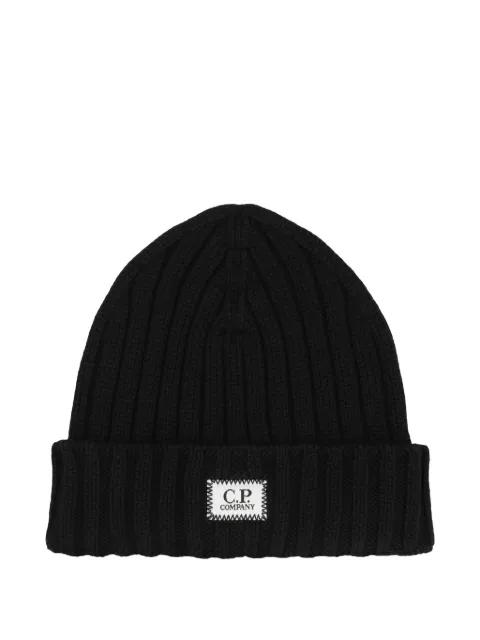 ribbed logo-patch beanie by C.P. COMPANY
