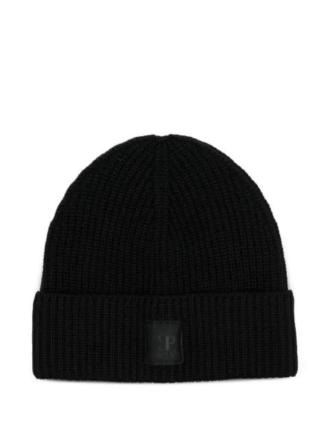 ribbed logo-patch beanie hat by C.P. COMPANY