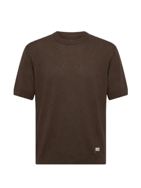 ribbed-trim logo-patch T-shirt by C.P. COMPANY