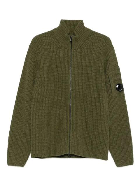 zip-front ribbed cardigan by C.P. COMPANY
