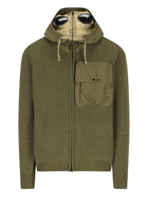 zip-up patch-pocket hoodie by C.P. COMPANY