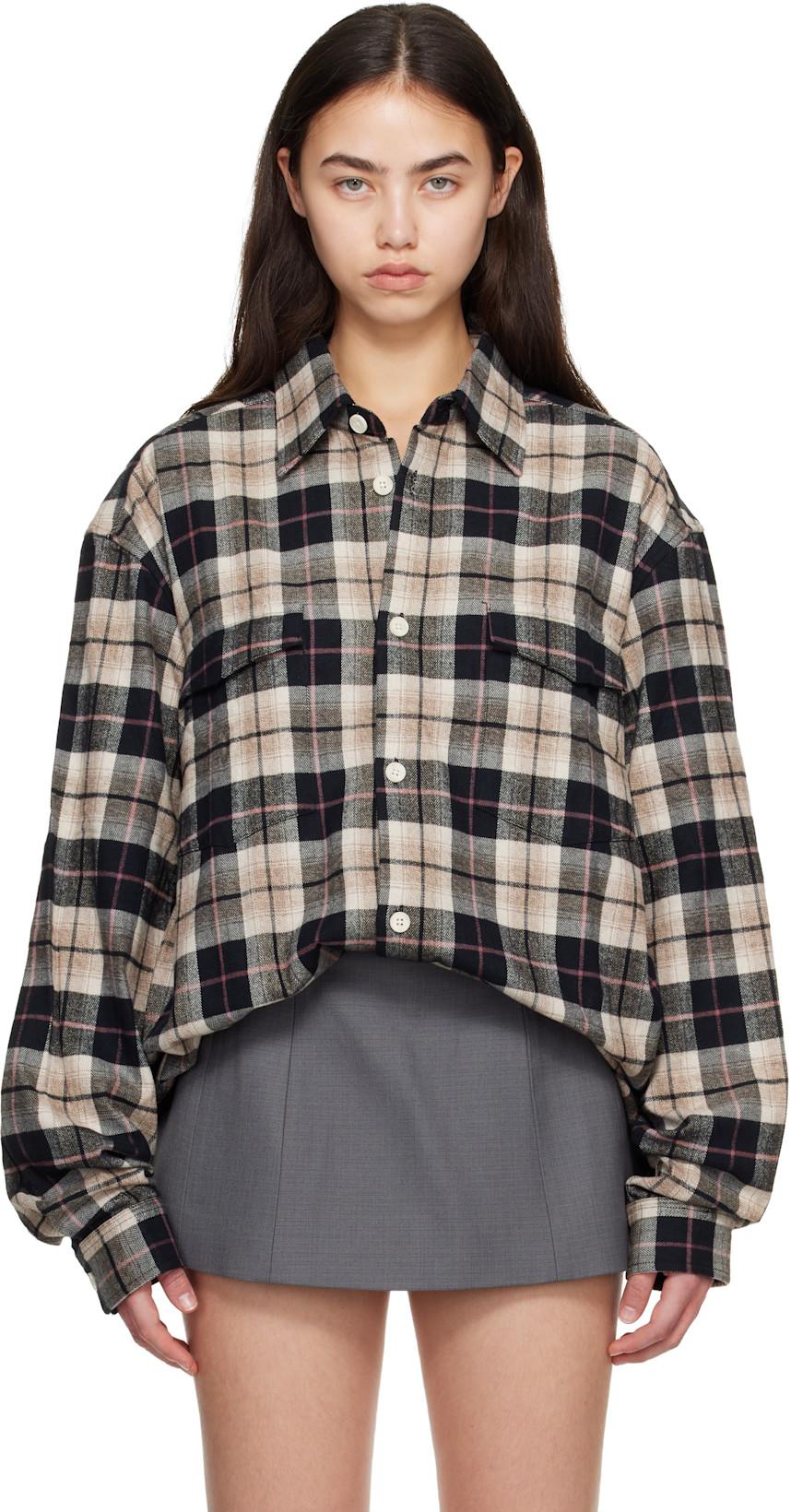 Beige & Black Checked Oversize Shirt by C PL US SERIES