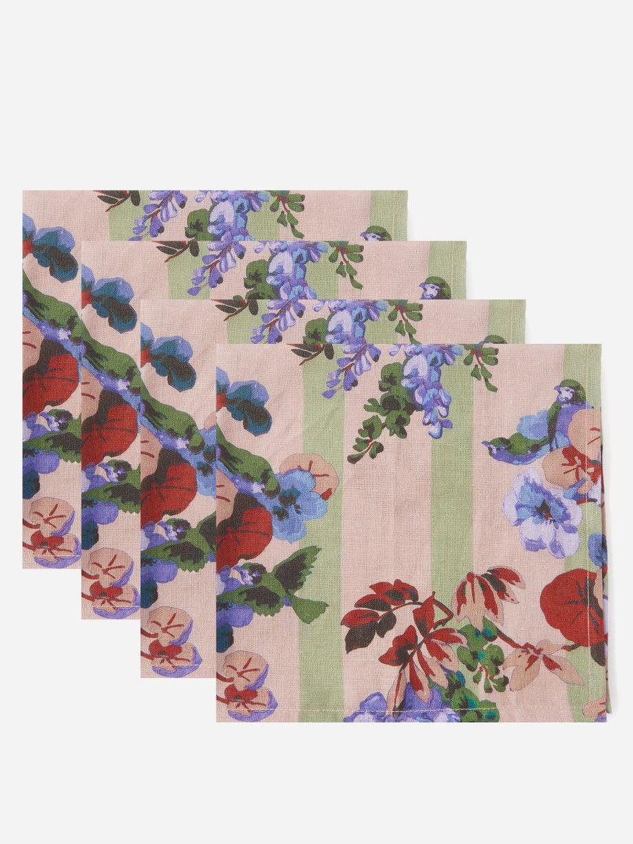 Set of four Wisteria-print linen napkins by CABANA MAGAZINE