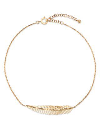 18K Yellow Gold Feather Collar Necklace by CADAR