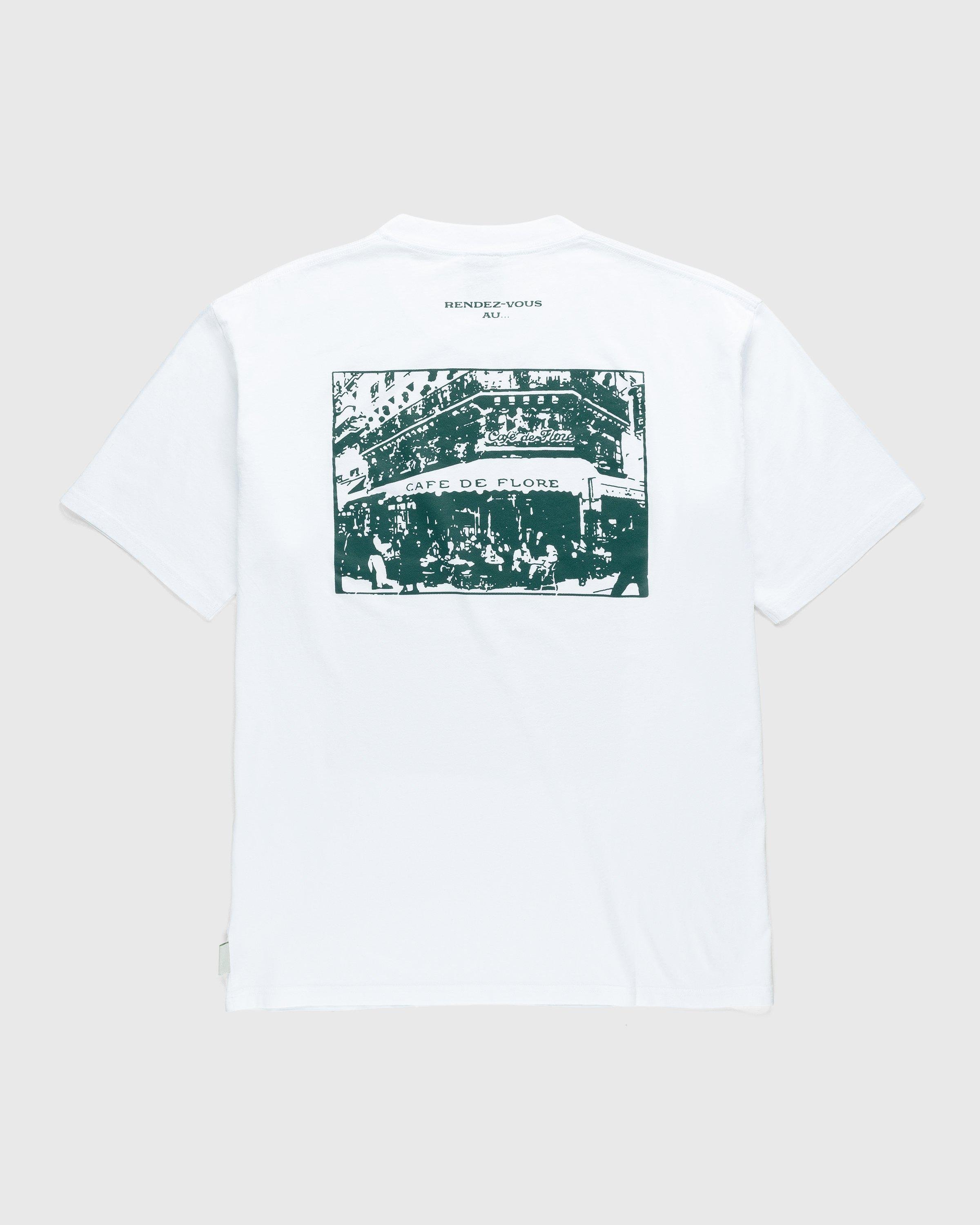 Not In Paris 4 Storefront T-Shirt White by CAFE DE FLORE X HIGHSNOBIETY