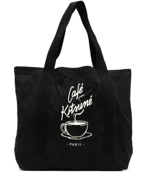 graphic-print canvas tote bag by CAFE KITSUNE