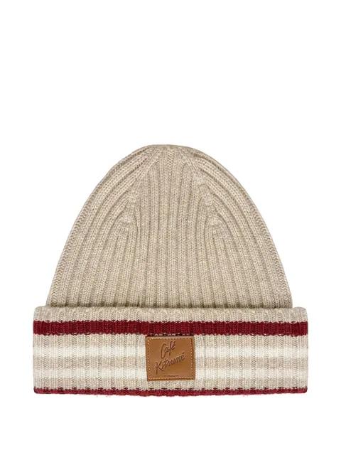 logo-patch beanie hat by CAFE KITSUNE
