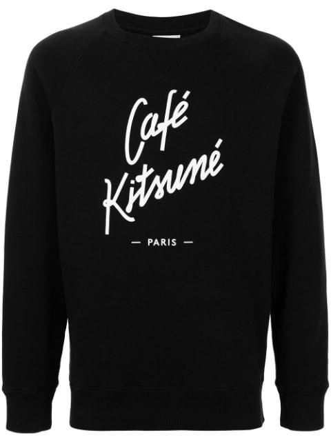 logo-print cotton sweatshirt by CAFE KITSUNE
