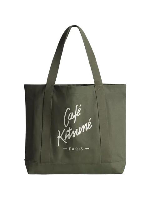 logo-print tote bag by CAFE KITSUNE