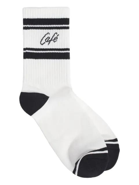 striped ribed socks by CAFE KITSUNE
