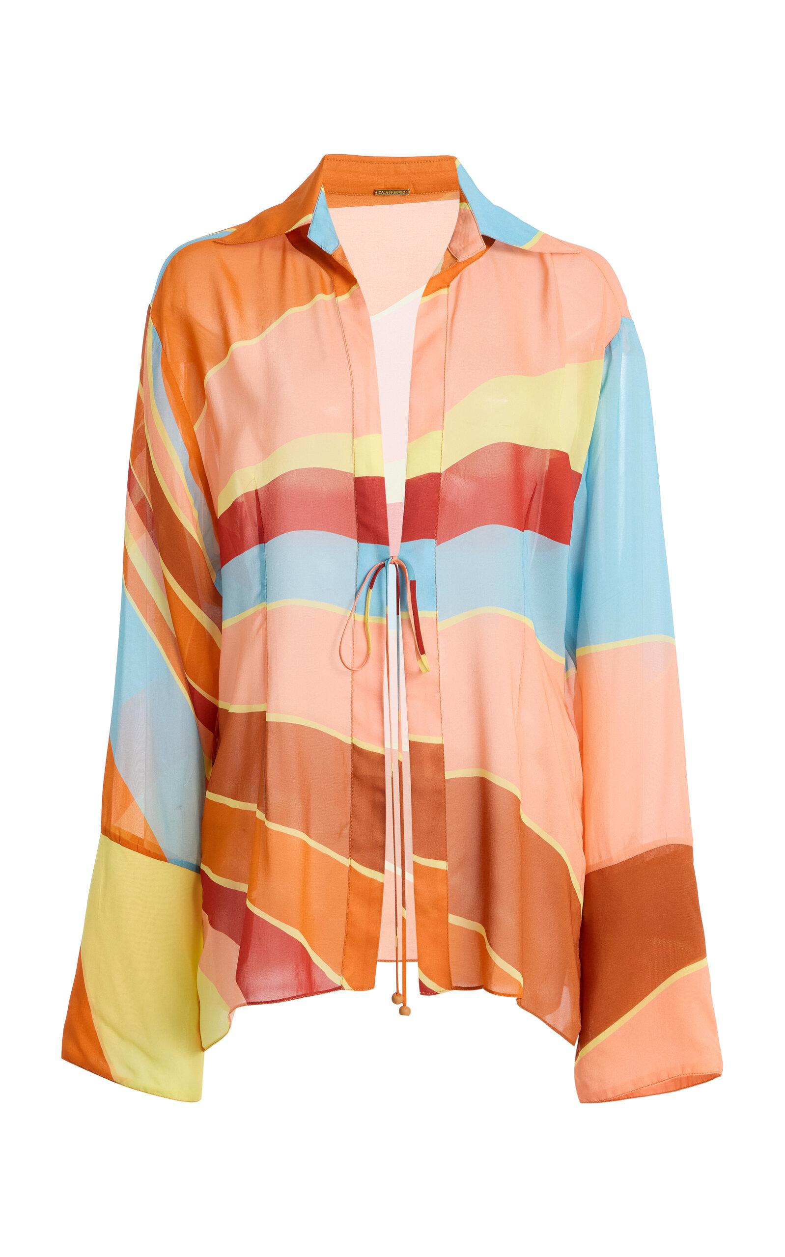 Cala de la Cruz Exclusive La Isla Rosalia Striped Georgette Top -oda Operandi by CALA DE LA CRUZ