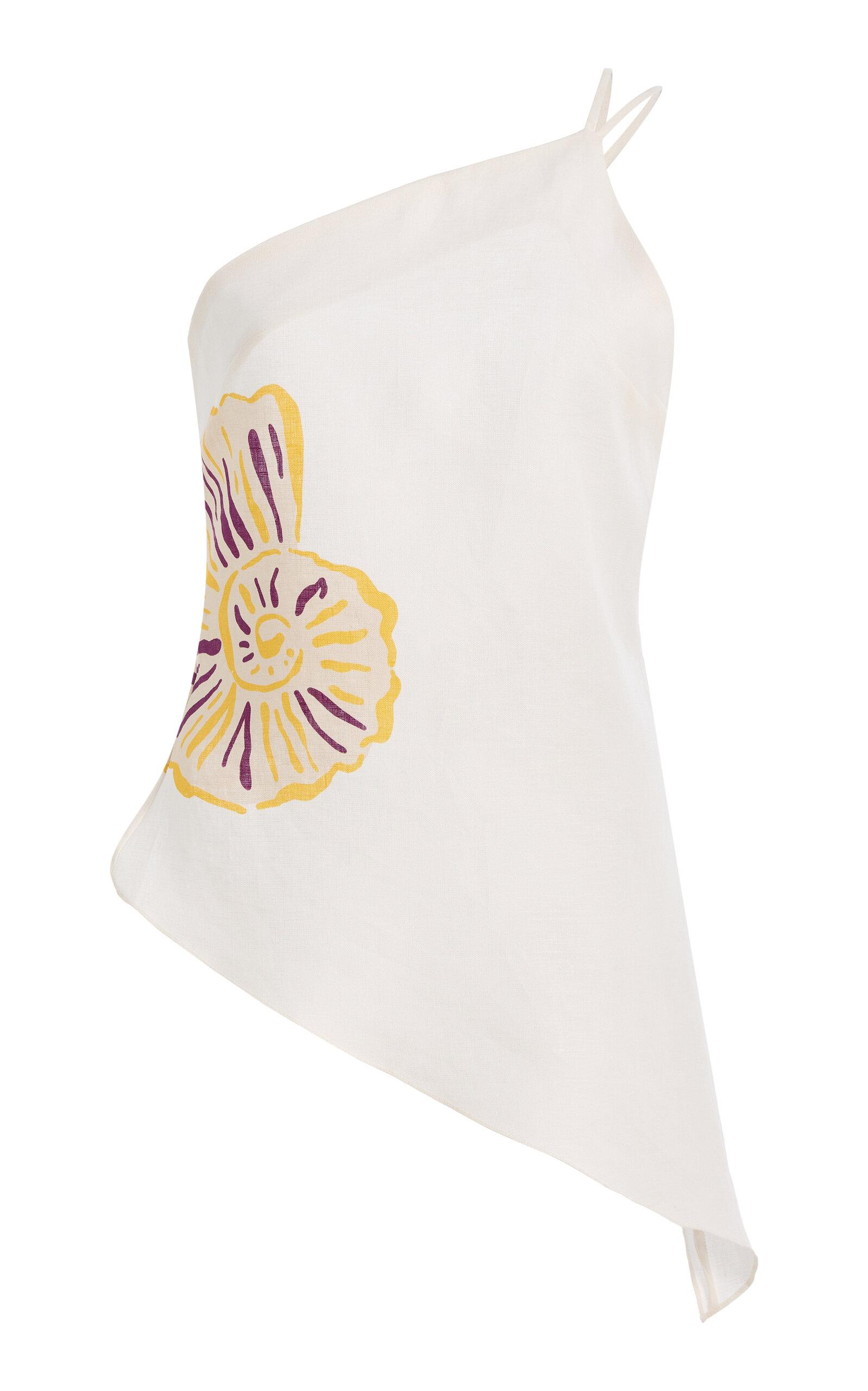 Cala de la Cruz Exclusive Zharit Linen One-Shoulder Backless Top -oda Operandi by CALA DE LA CRUZ