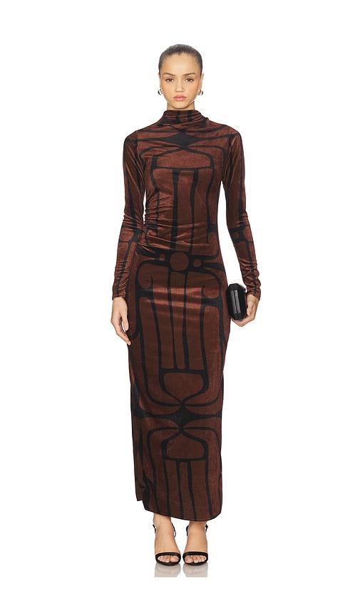 Cala de la Cruz Isidora Dress in Brown by CALA DE LA CRUZ