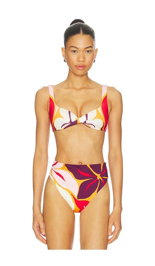 Cala de la Cruz Leon Bikini Top in Ivory,Orange by CALA DE LA CRUZ