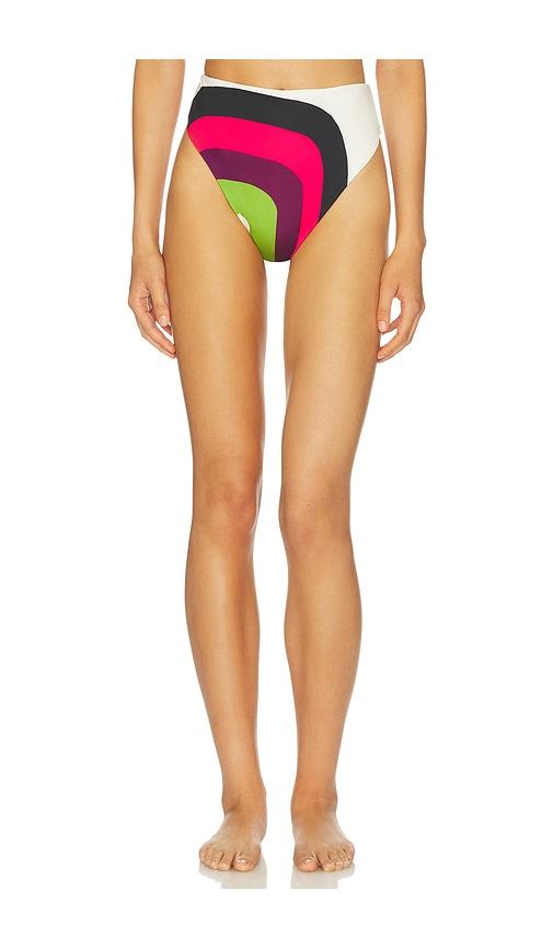 Cala de la Cruz Lulu Bikini Bottom in White,Fuchsia by CALA DE LA CRUZ