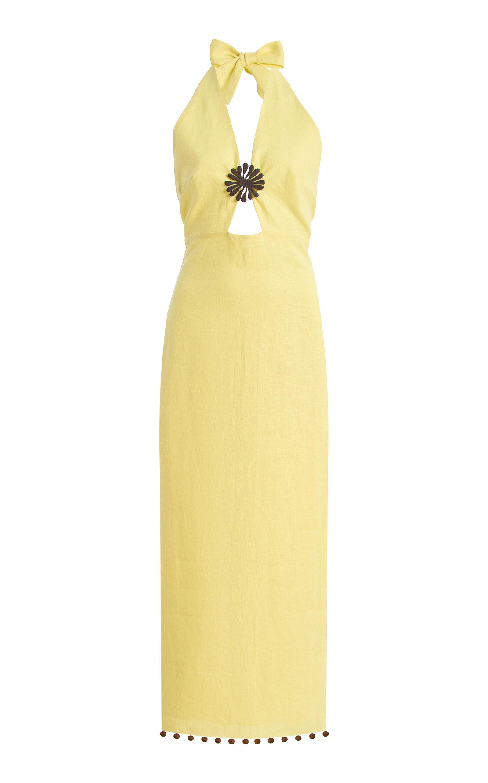 Cala de la Cruz Orly Embellished Linen Maxi Dress - Moda Operandi by CALA DE LA CRUZ