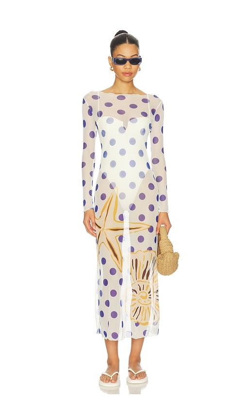 Cala de la Cruz Ursa Dress in White,Royal by CALA DE LA CRUZ