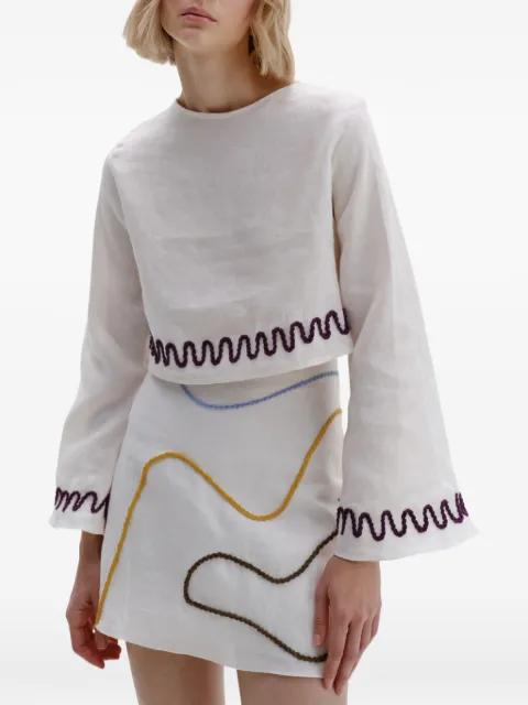 Clavel embroidered cropped top by CALA DE LA CRUZ
