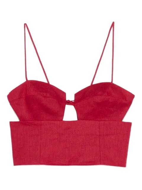 Imperia cropped linen top by CALA DE LA CRUZ
