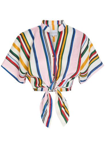 Leroy striped cropped linen top by CALA DE LA CRUZ