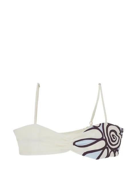 Lilo gathered sweetheart-neck bikini top by CALA DE LA CRUZ