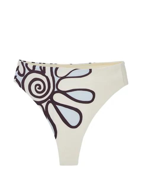 Lulu floral-print high-rise bikini bottoms by CALA DE LA CRUZ