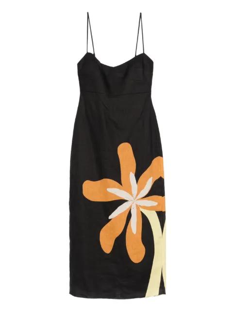 flower strapped midi dress by CALA DE LA CRUZ