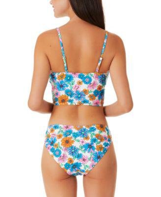 Women's Wall Paper Floral Long-Line Bandeau Top & Hawaii Sunsets Hipster Bottoms by CALIFORNIA WAVES