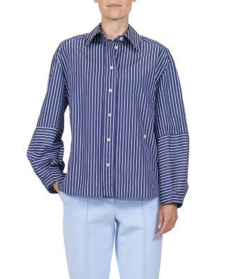 Aura Lantern Sleeve Stripe Shirt by CALLAS MILANO