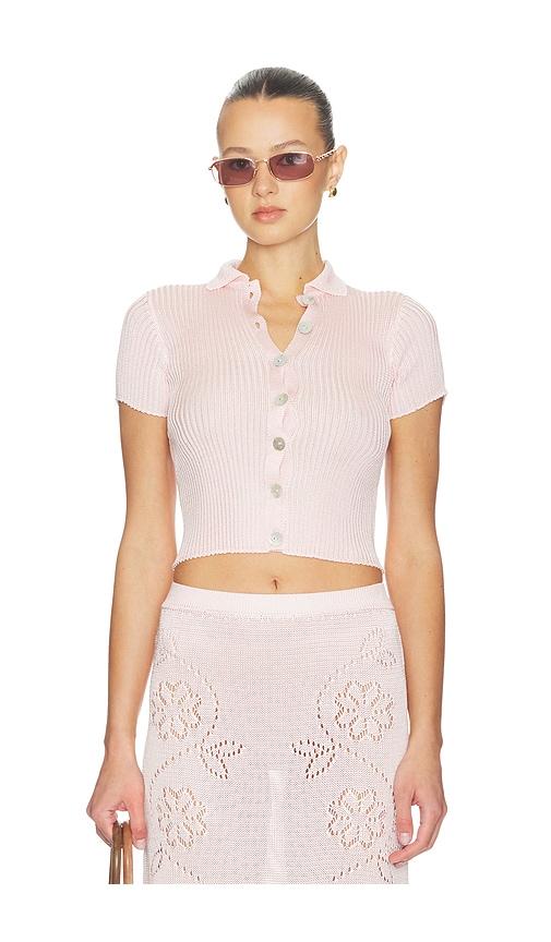 Calle Del Mar Short Sleeve Cardigan in Pink by CALLE DEL MAR