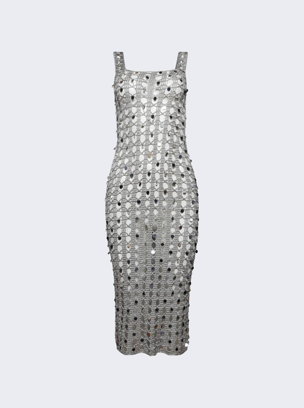 Embellished Crochet Dress Silver  | The Webster by CALLE DEL MAR