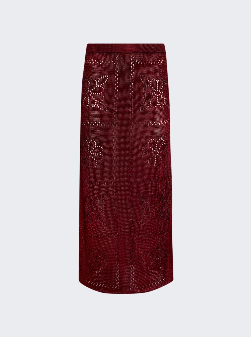 Floral Tile Skirt Oxblood Red  | The Webster by CALLE DEL MAR