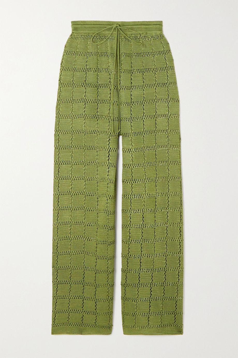 + NET SUSTAIN crochet-knit wide-leg pants by CALLE DEL MAR