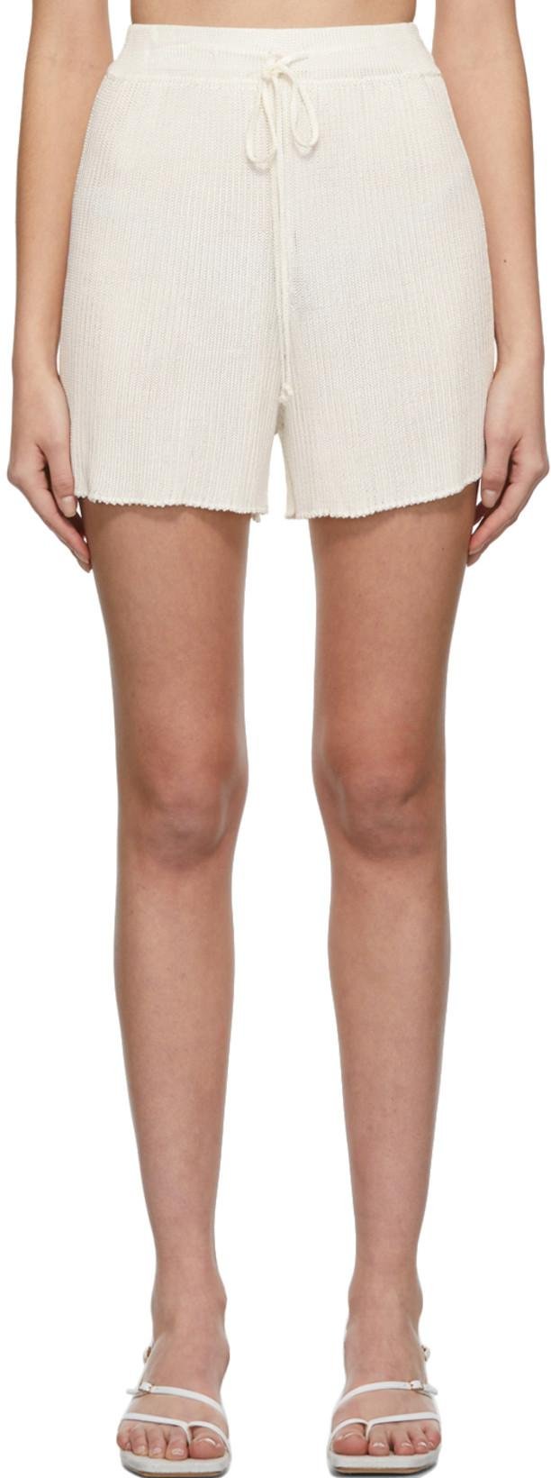 Off-White Ribbed Shorts by CALLE DEL MAR