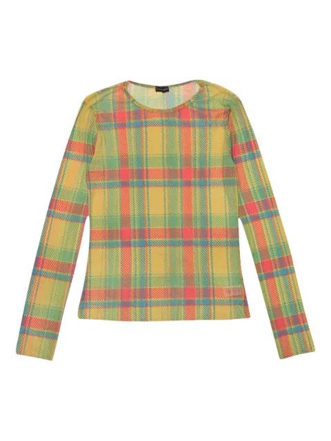 plaid long-sleeve mesh "Multi (Rainbow)" top by CALLIPYGIAN
