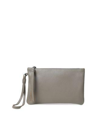 Slim Grained Leather Pochette by CALLISTA