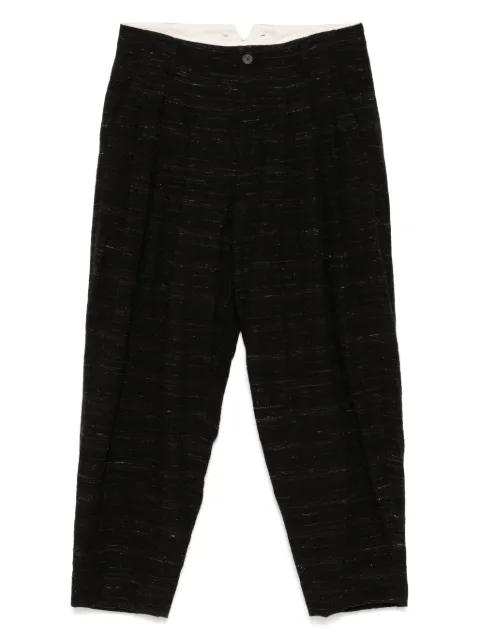 triple pleated tapered trousers by CALMLENCE