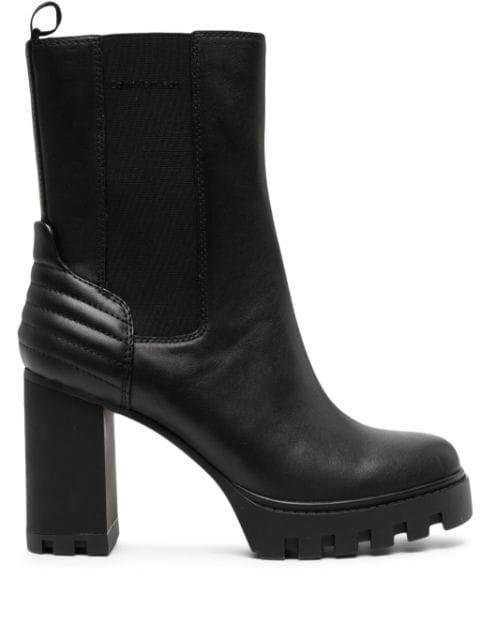 90mm quilted-panel leather platform boots by CALVIN KLEIN