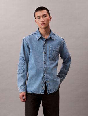 90s Emblem Denim Overshirt by CALVIN KLEIN