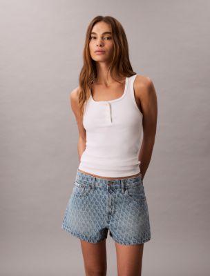90s Fit Printed Denim 3" Short by CALVIN KLEIN