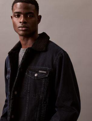 90s Sherpa Denim Trucker Jacket by CALVIN KLEIN