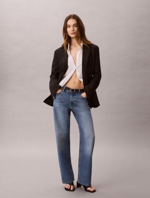 90s Straight Cotton Linen Jeans by CALVIN KLEIN