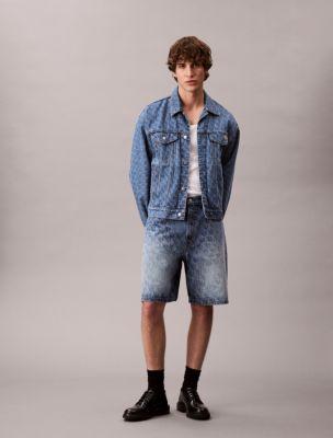 Allover Monogram 90s Denim Shorts by CALVIN KLEIN