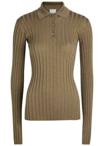 Amber ribbed wool polo top by CALVIN KLEIN