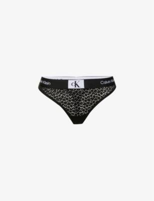 Animal-print stretch-lace thong by CALVIN KLEIN