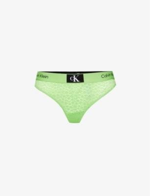 Animal-print stretch-lace thong by CALVIN KLEIN