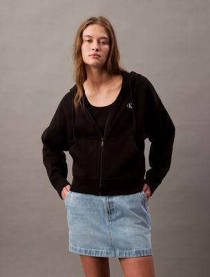 Archive Logo Fleece Cropped Hoodie by CALVIN KLEIN