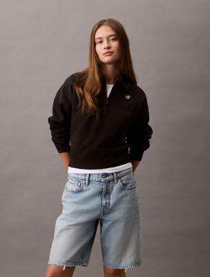 Archive Logo Fleece Quarter Zip Mock Neck Sweatshirt by CALVIN KLEIN