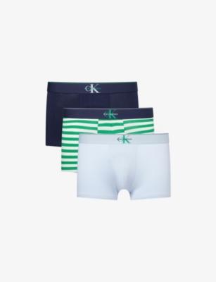 Archive Logo-Waistband Pack-of-Three Stretch-Cotton Trunks by CALVIN KLEIN