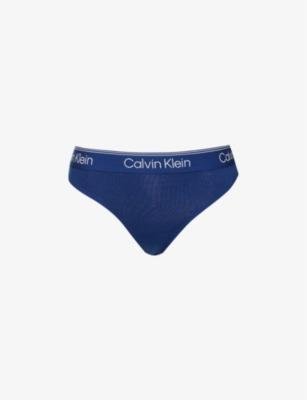 Athletic branded-waistband mid-rise stretch-cotton thong by CALVIN KLEIN